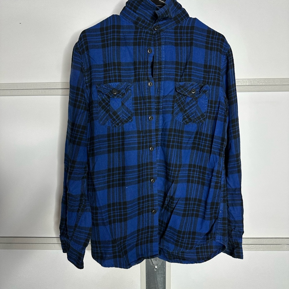 Mossimo Supply Co. Blue and Black Plaid Shirt